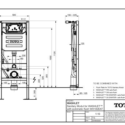 Инсталляция для подвесного унитаза TOTO (WH182EAT)