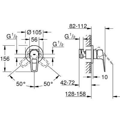 Смеситель для душа скрытого монтажа Grohe BauLoop (29042001)