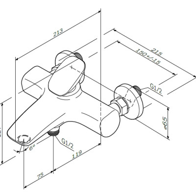 Смеситель для ванны AM.PM Spirit 2.0 (F70A10000)